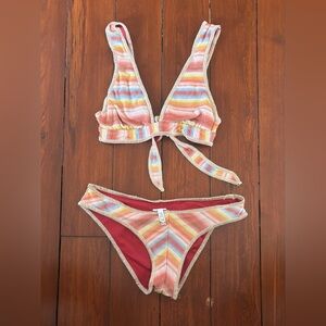 BECCA Bikini Top and bottom in subtle metallic colors Perfect Condition